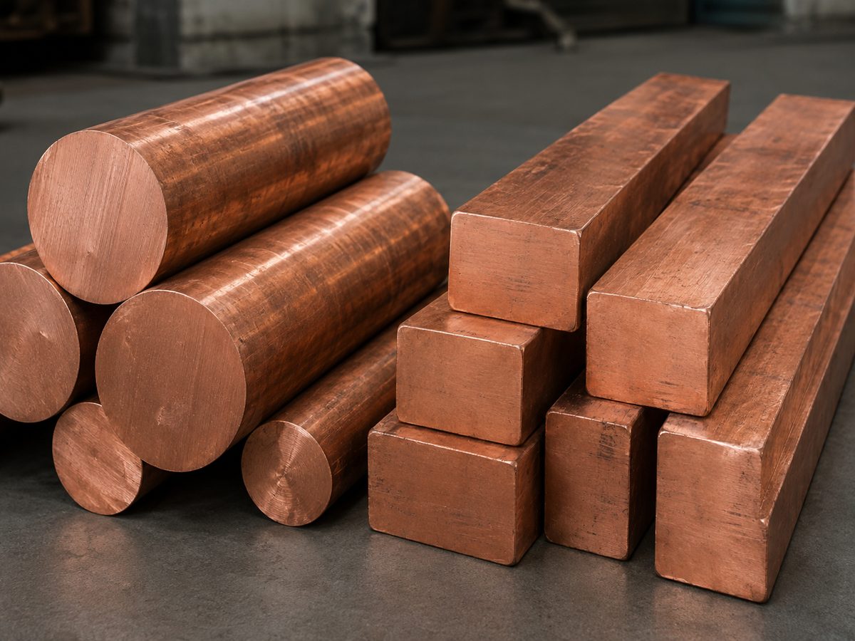 Copper billets in round and rectangular forms for industrial processing