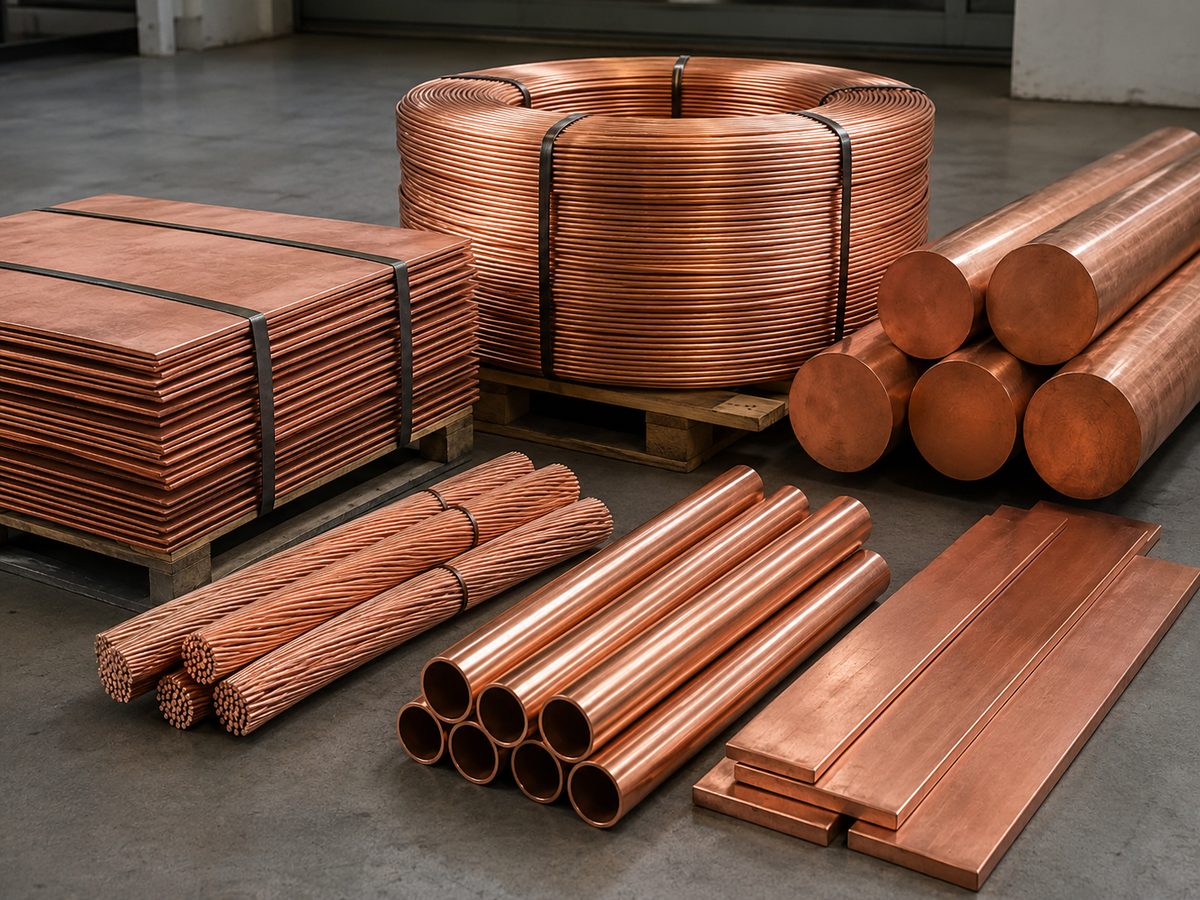 Copper products including cathodes, wire rod, billets, wires, tubes and busbars