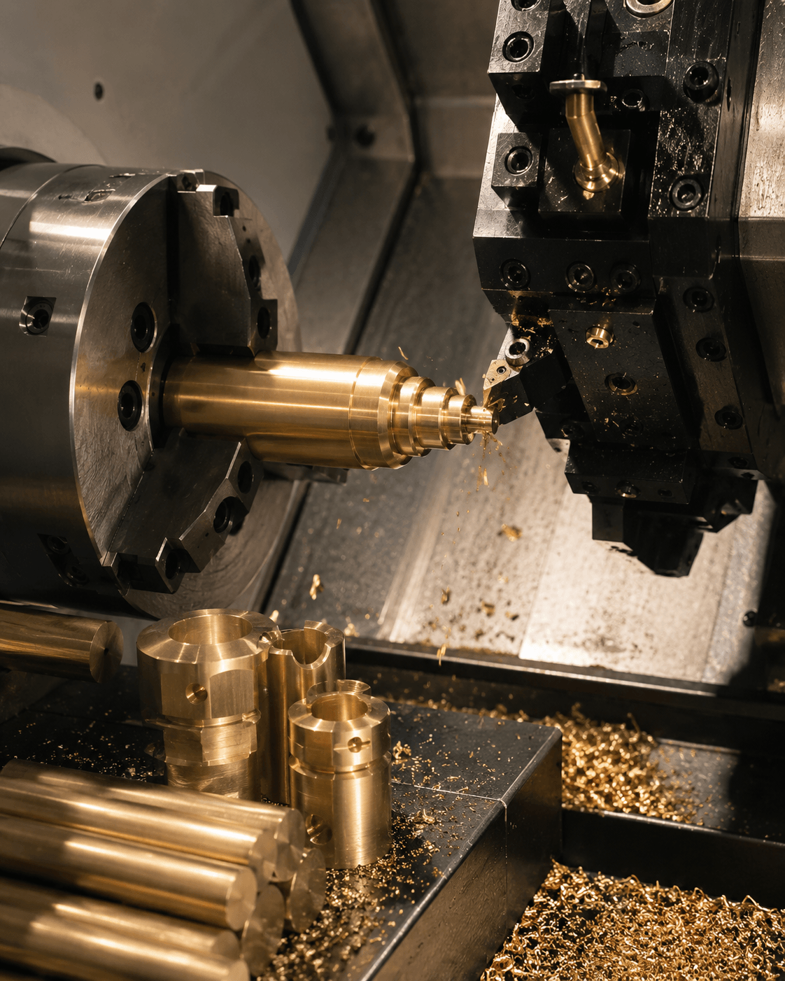 Brass and copper components used in manufacturing and machining applications